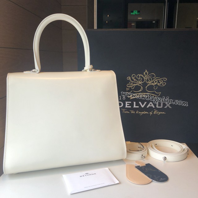 Delvaux頂級原單Brillant box皮雙環象牙白手提女包 德爾沃專櫃經典款Brillant PM包袋 bxs1068